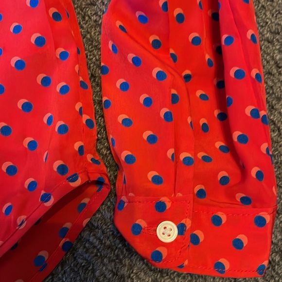 Gap red blue polka dots long sleeves blouse size S - Picture 2 of 6